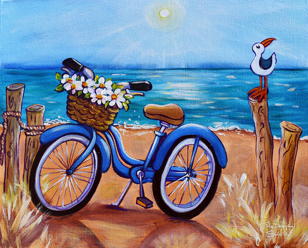 Beach Bike Block Print