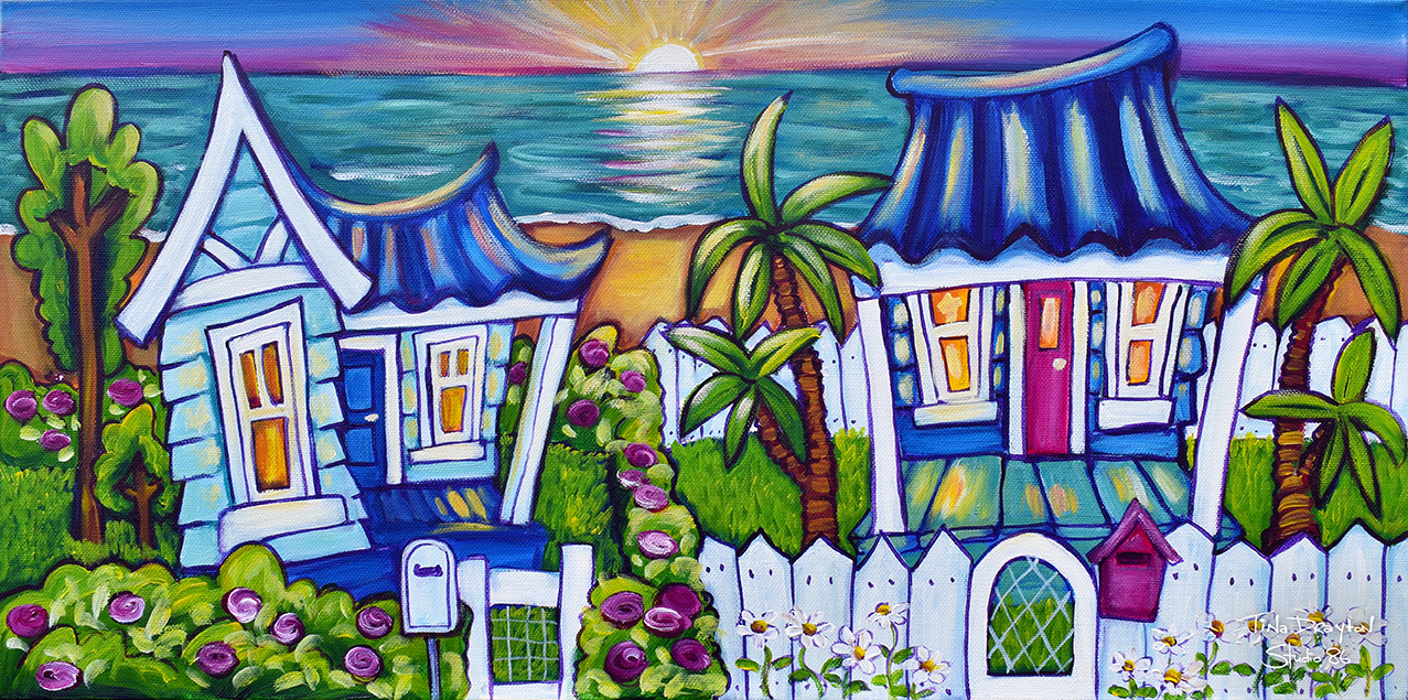 Sunset at the Beach Villas Block Print
