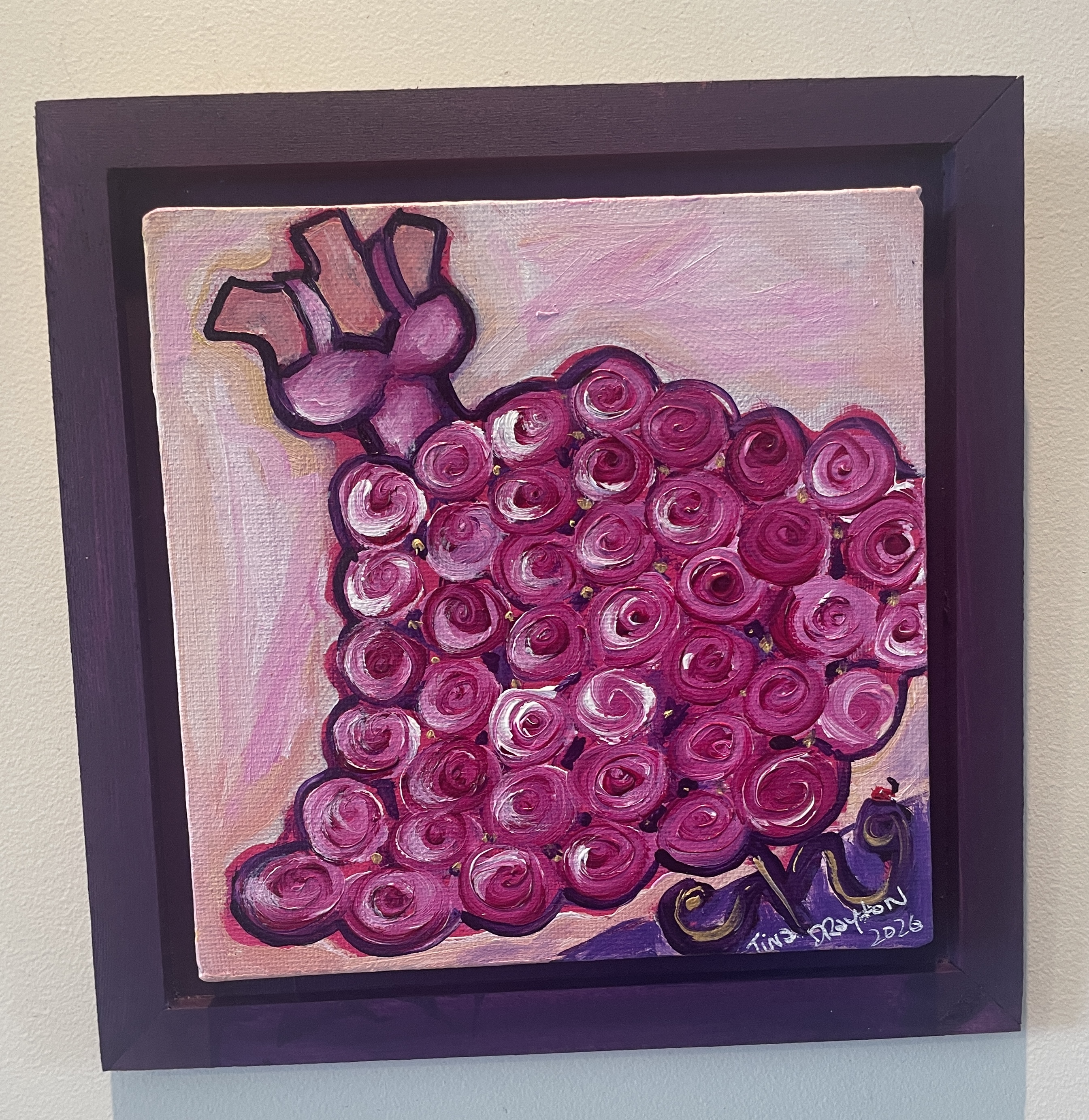 Mini Pink Rose Dress original Painting
