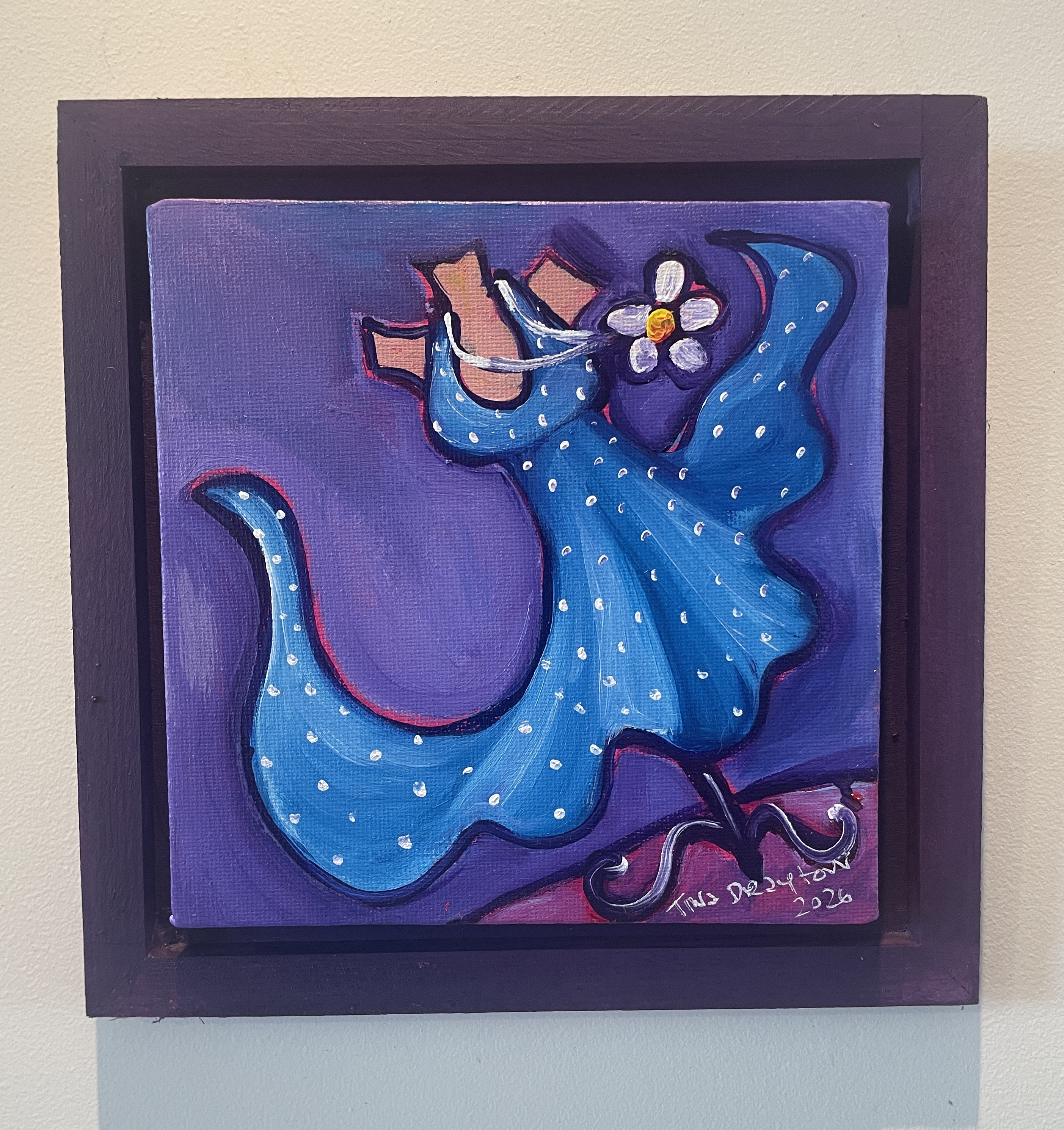 Mini Summer Blue Dress original Painting