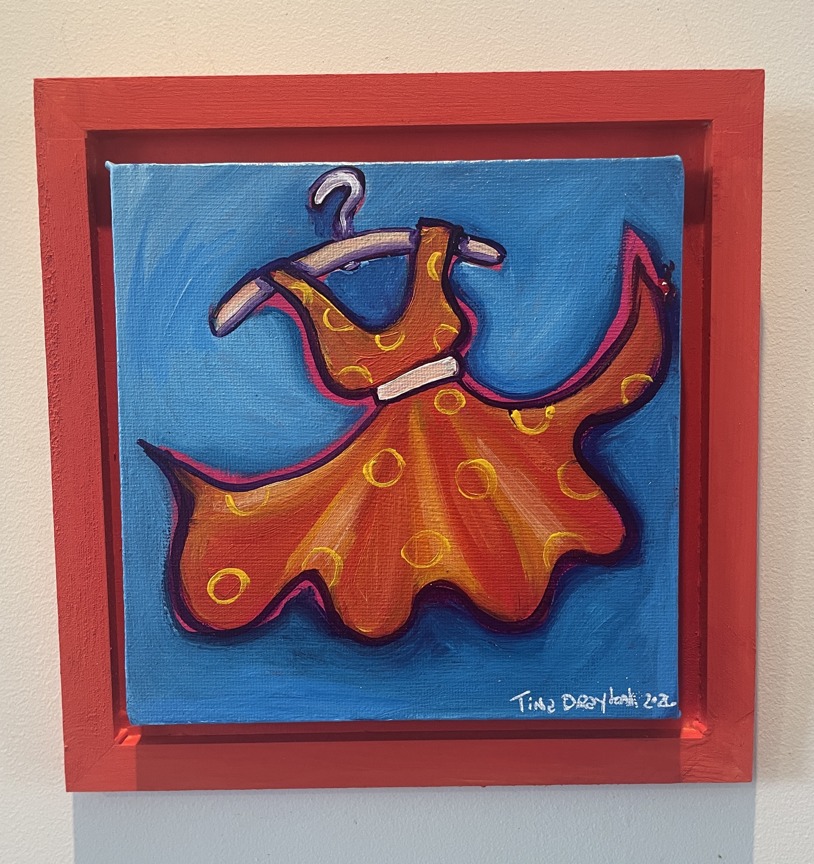 Mini Orange Summer Dress original painting