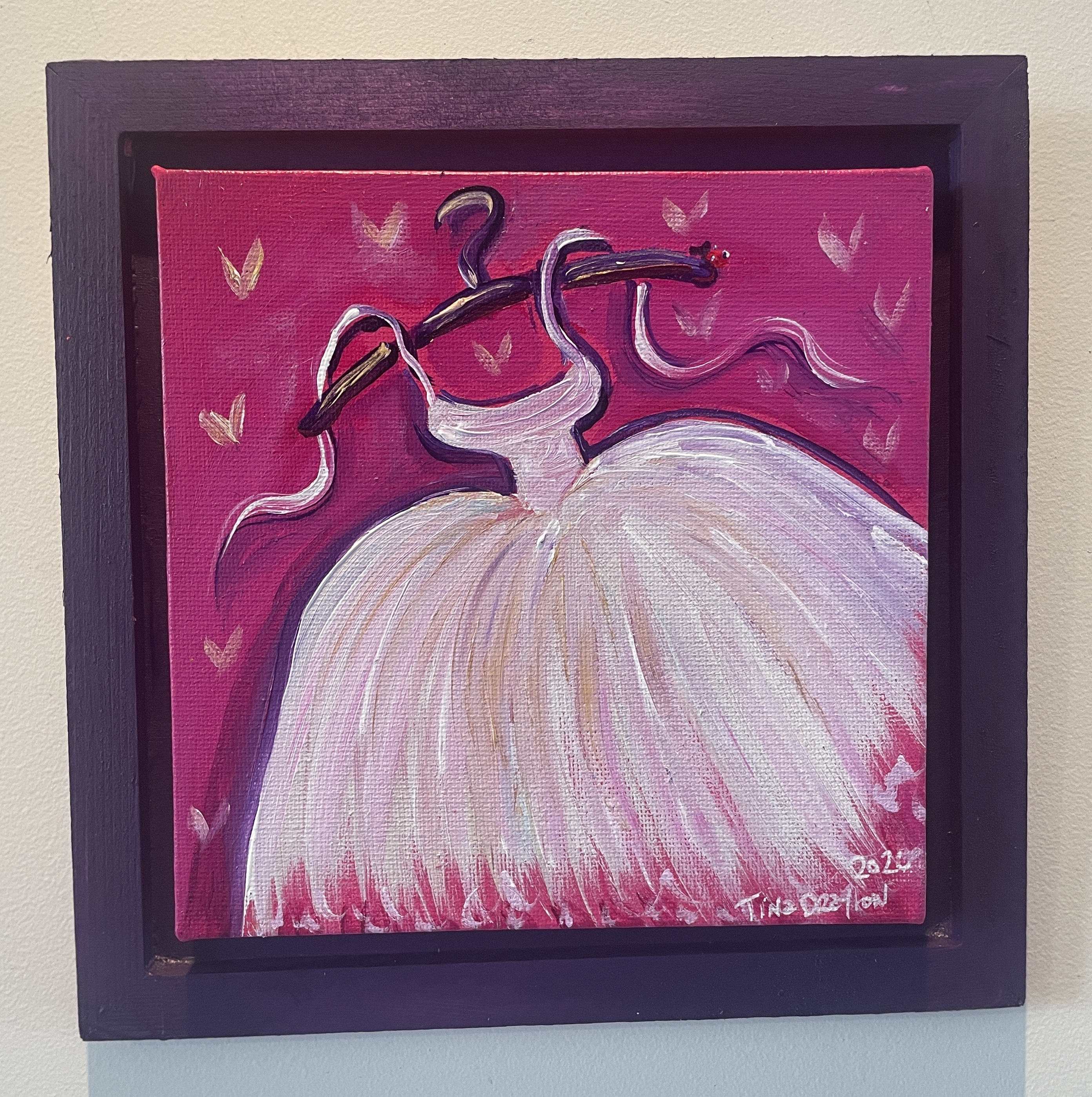 Mini Pink and White Tutu dress original painting