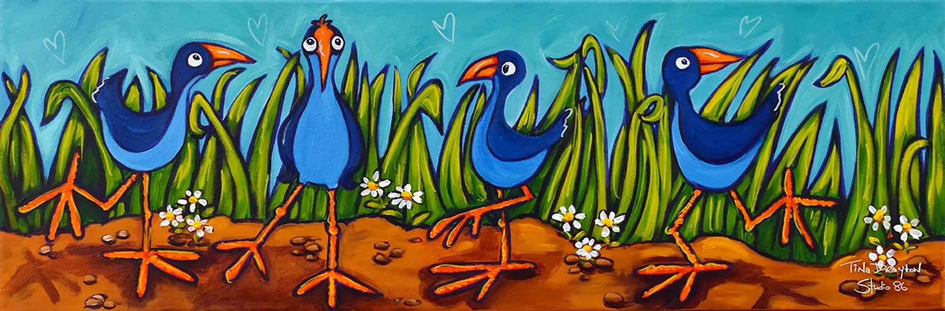 Cheeky Pukekos Block Print