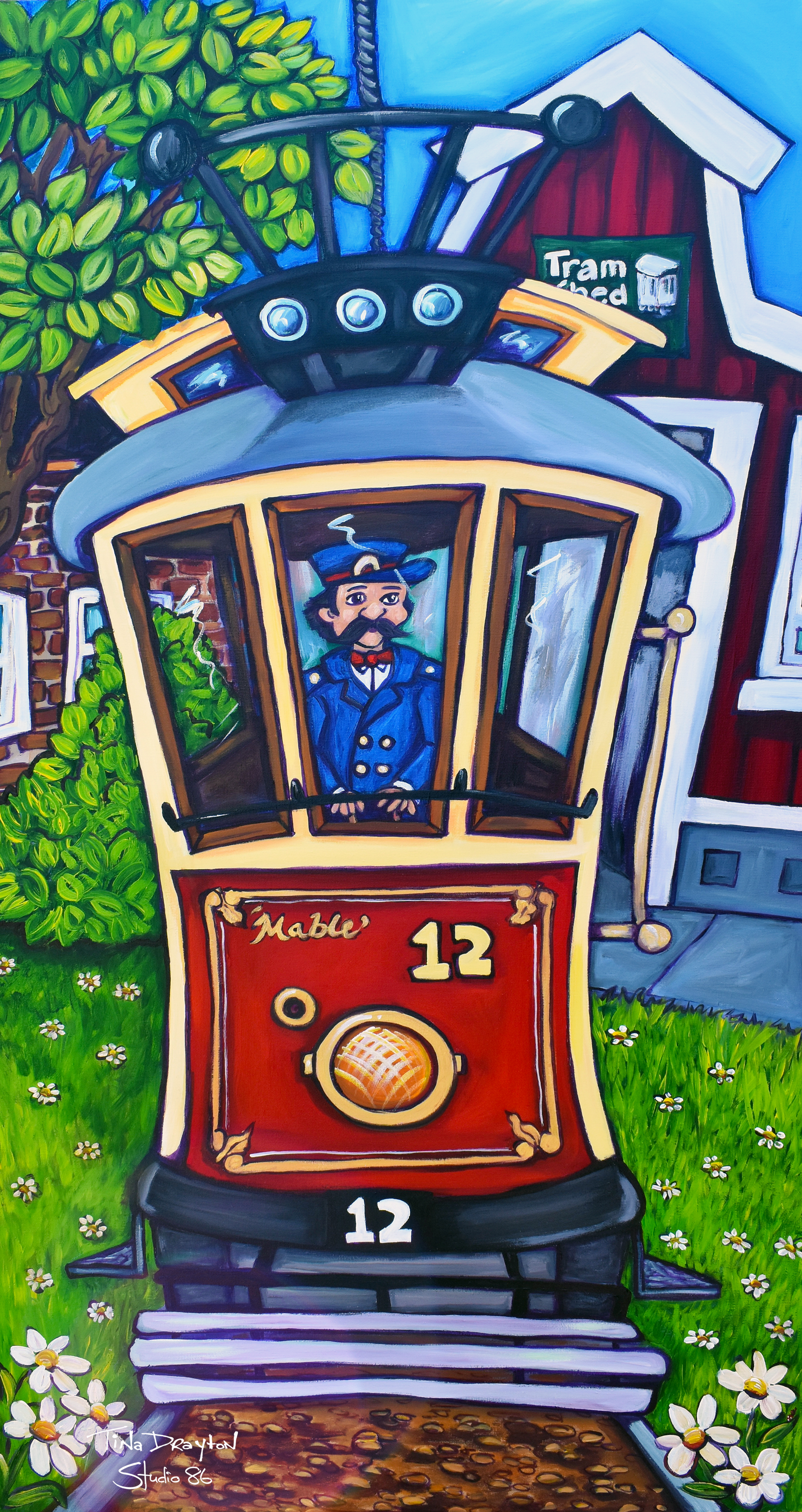 Mabel tram Block Print