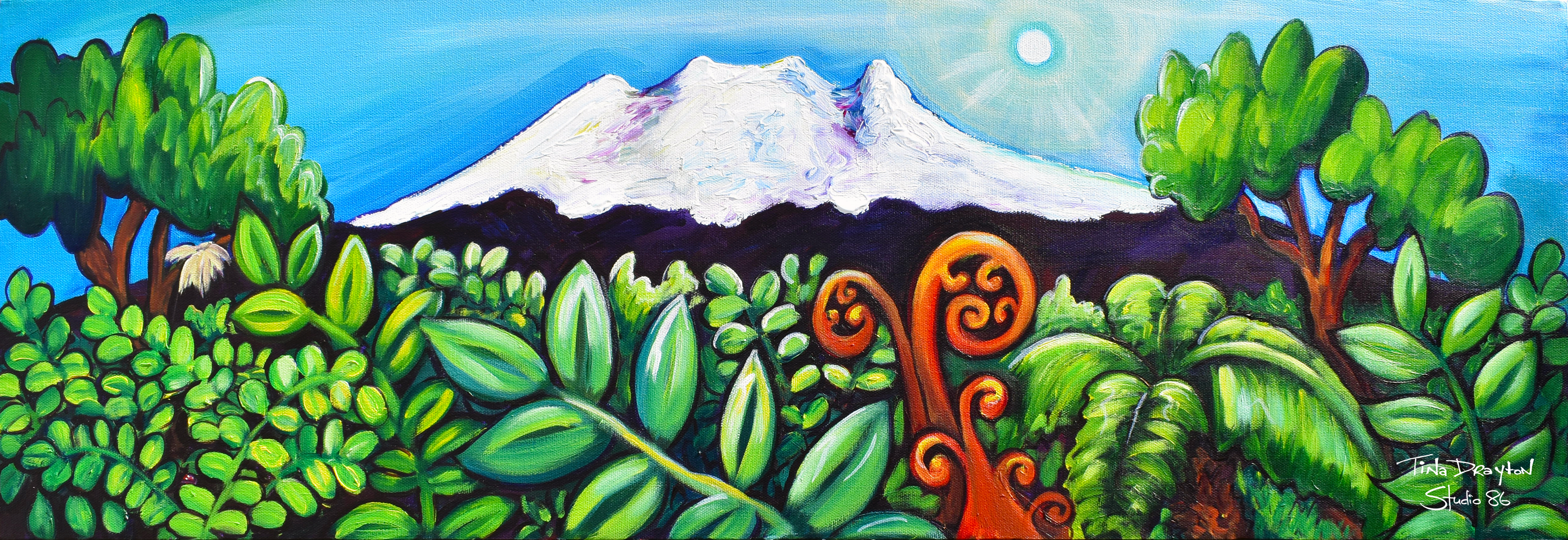 Mt Ruapehu Block Print