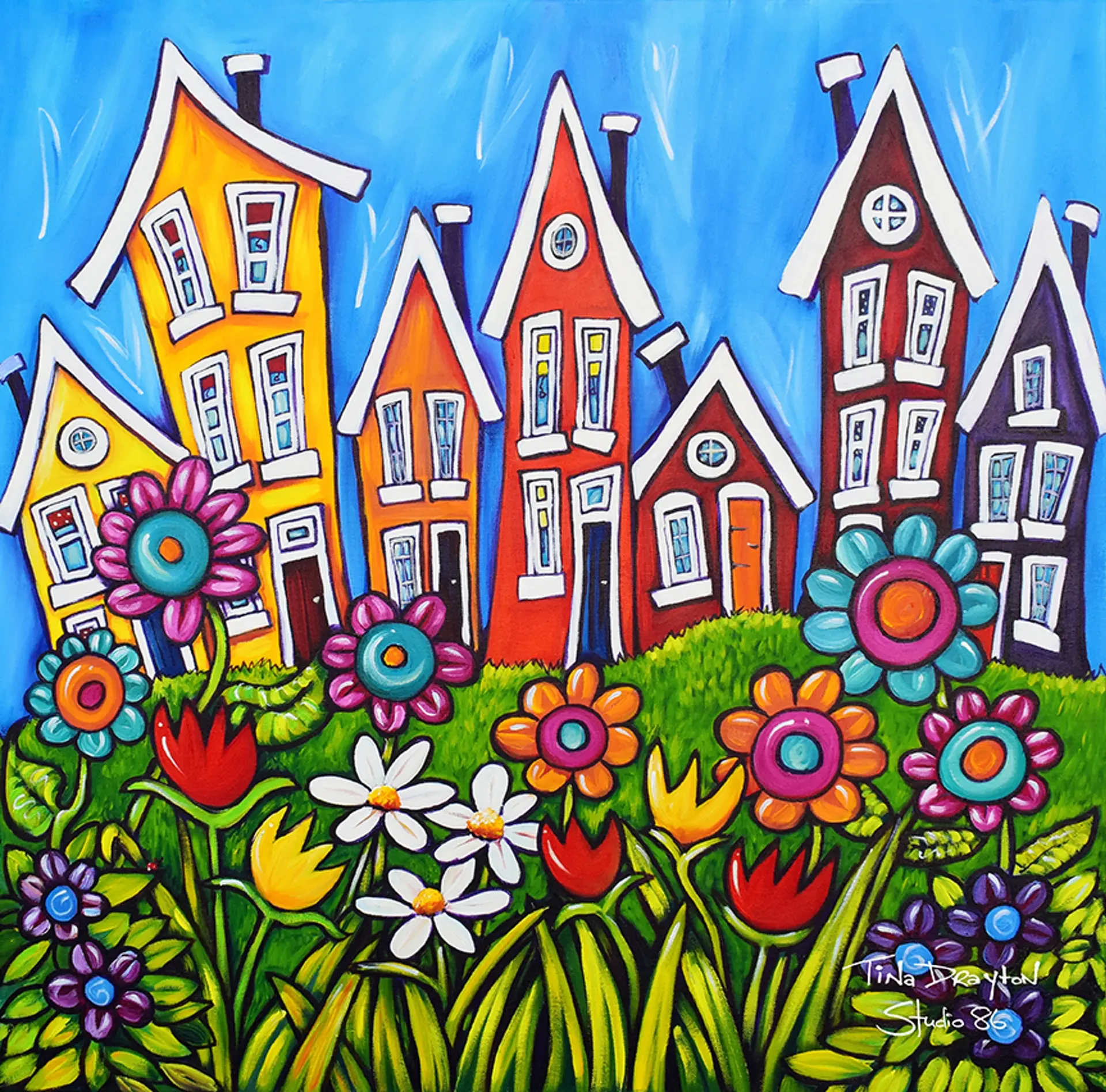 Seven Houses Block Print