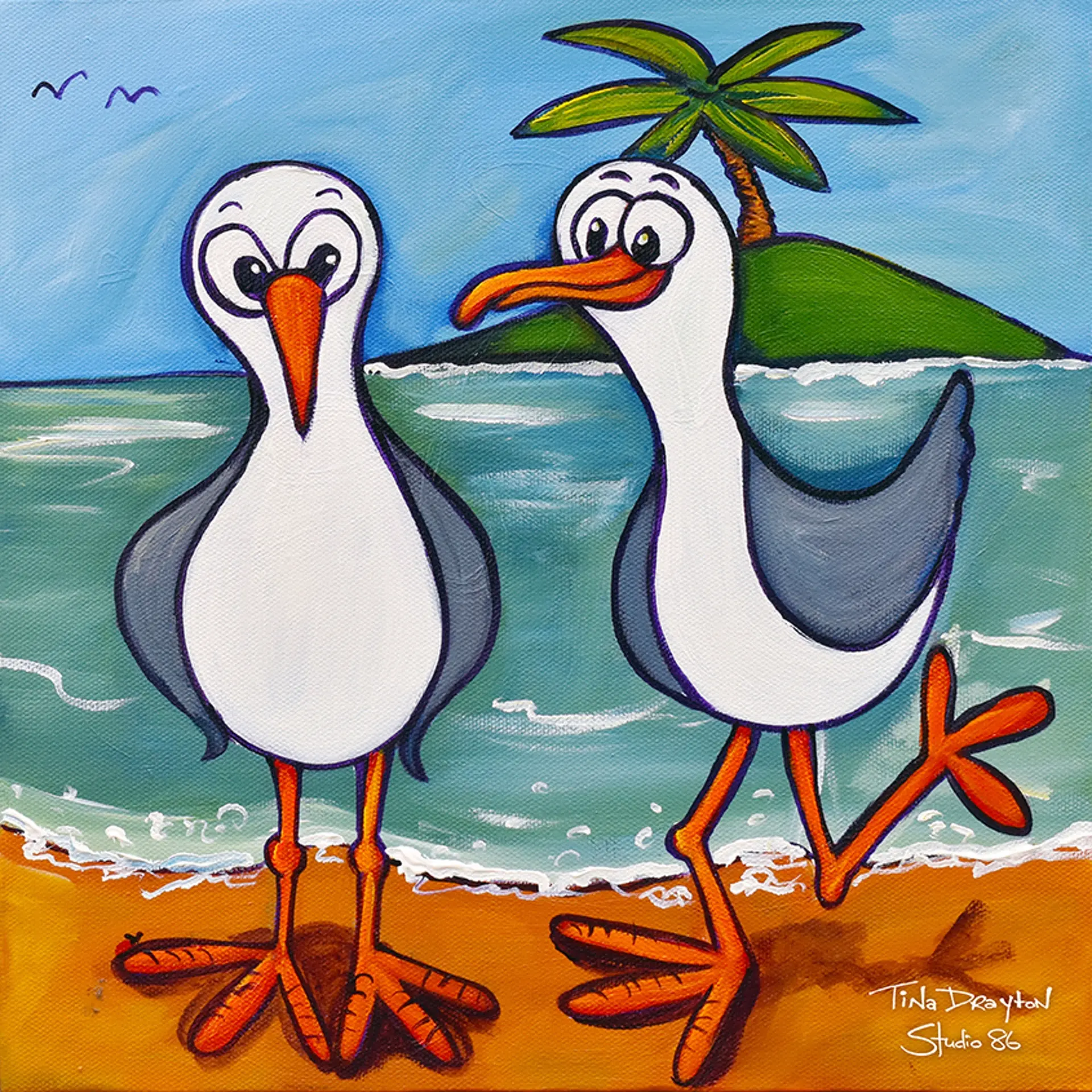 Seagull Mates Block Print