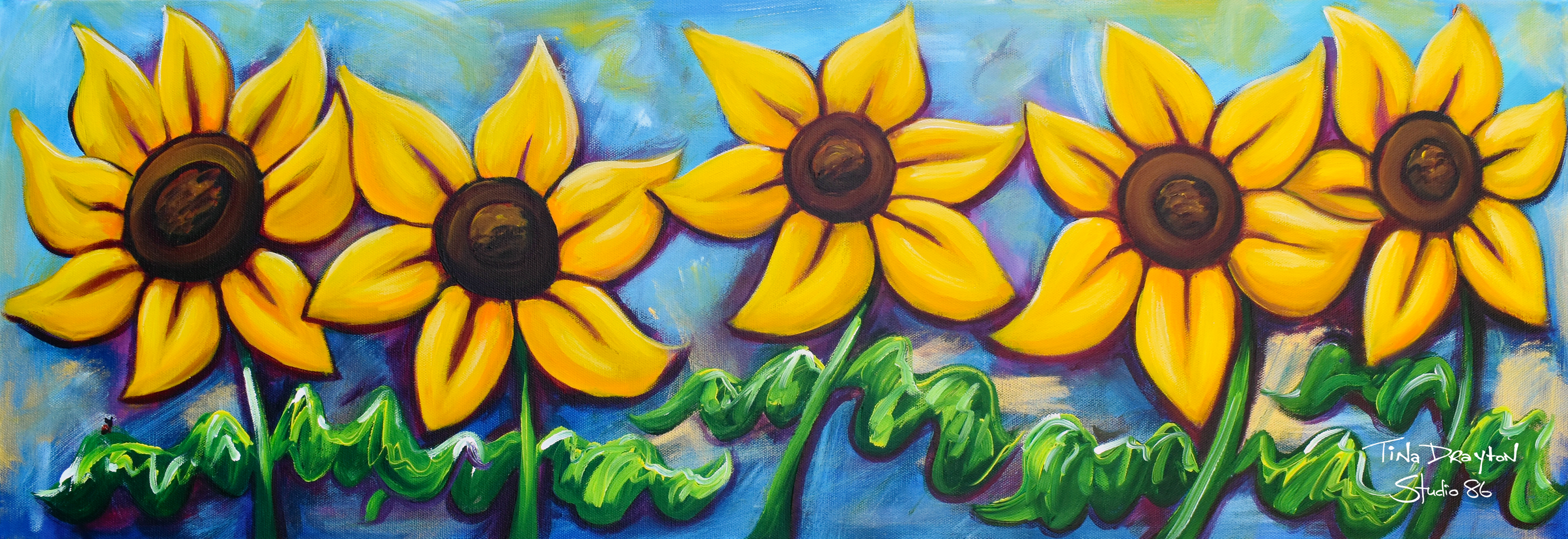 Sunflowers in a Row Original Painting
