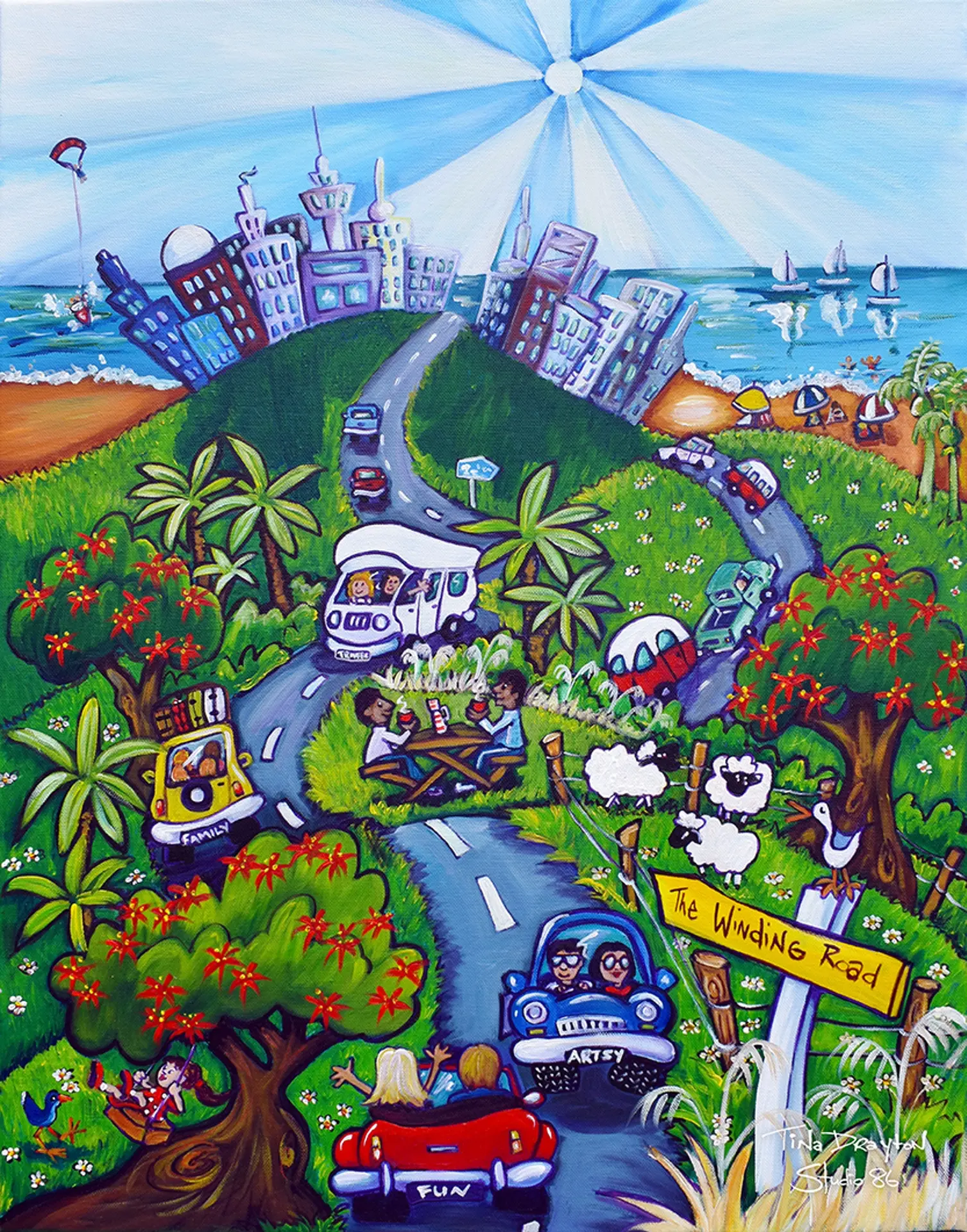 The Winding Road Block Print