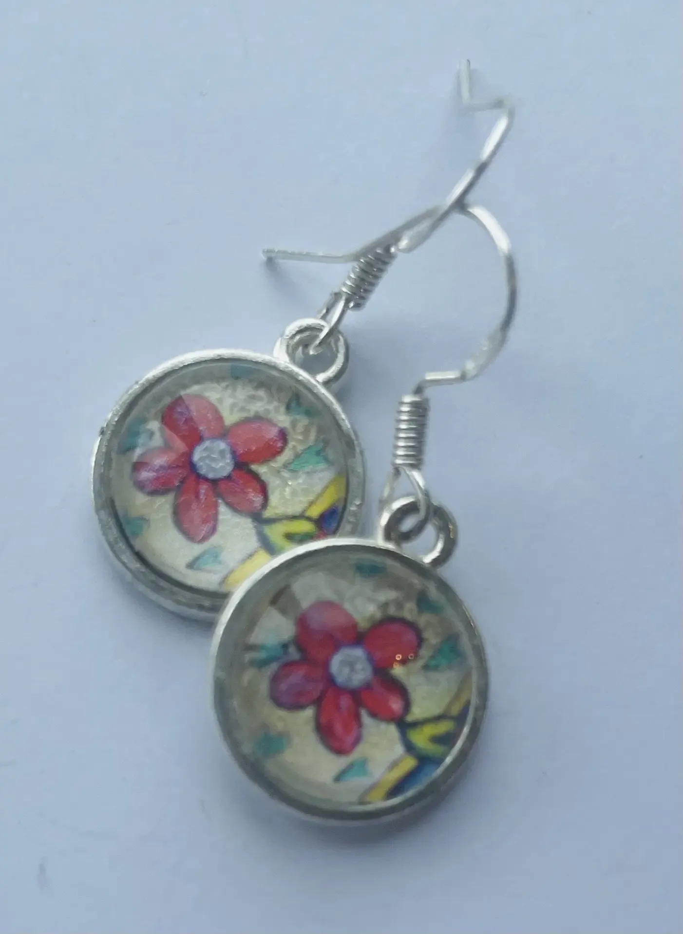 Red Daisy Earrings