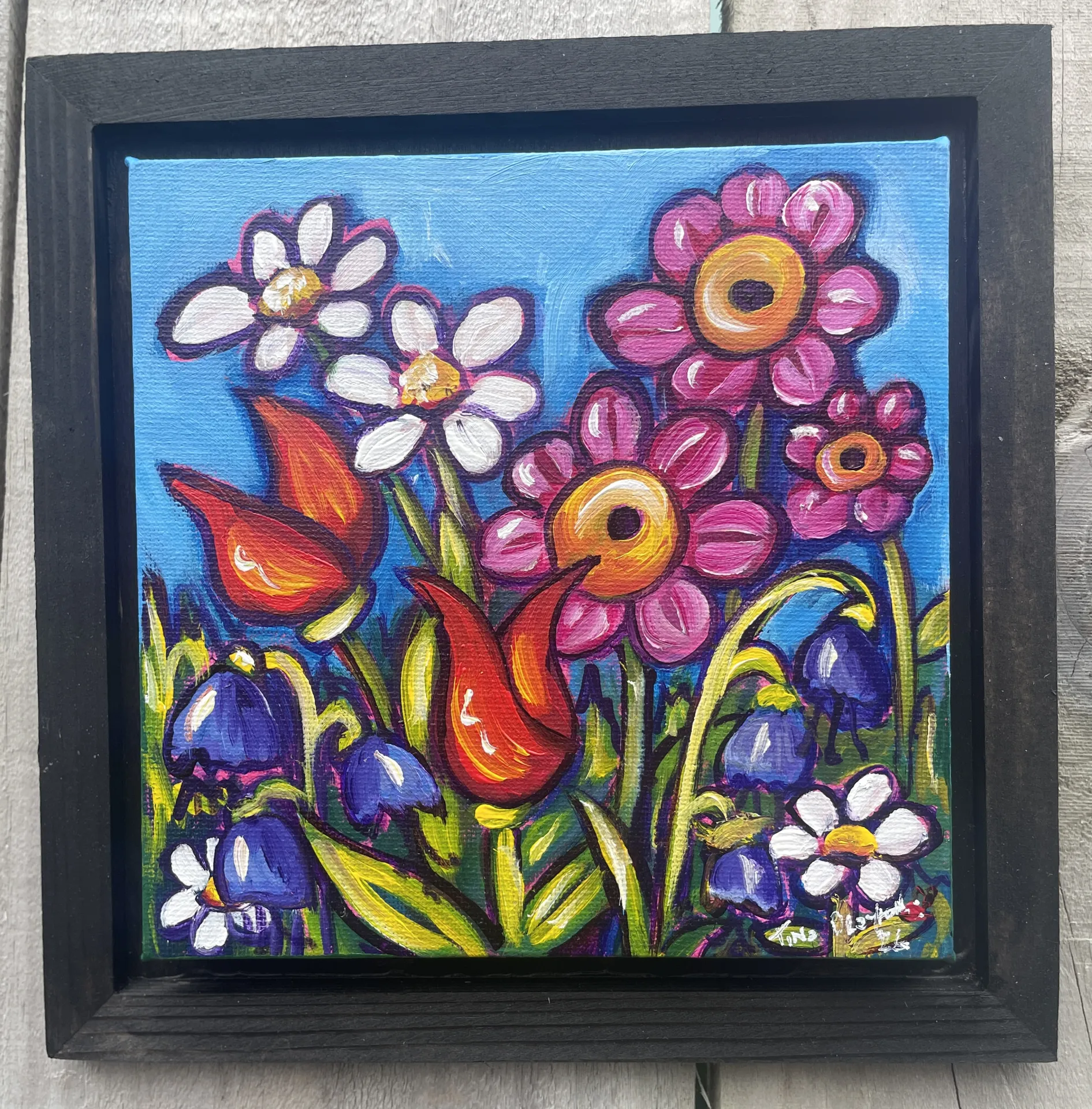 Mini flower series Garden original painting