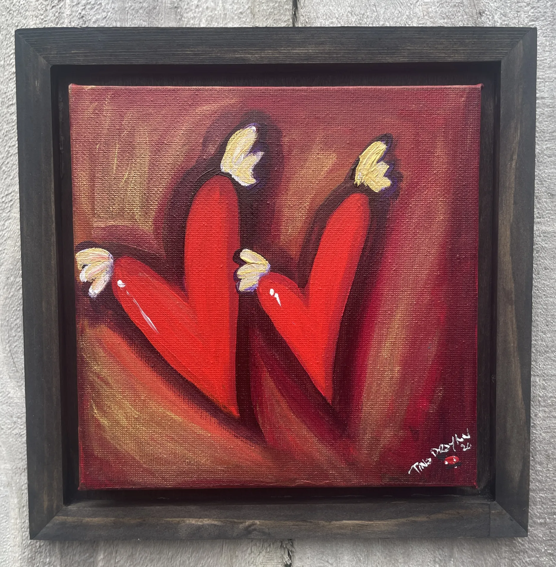 Mini Heart series Angel Wings Original Painting