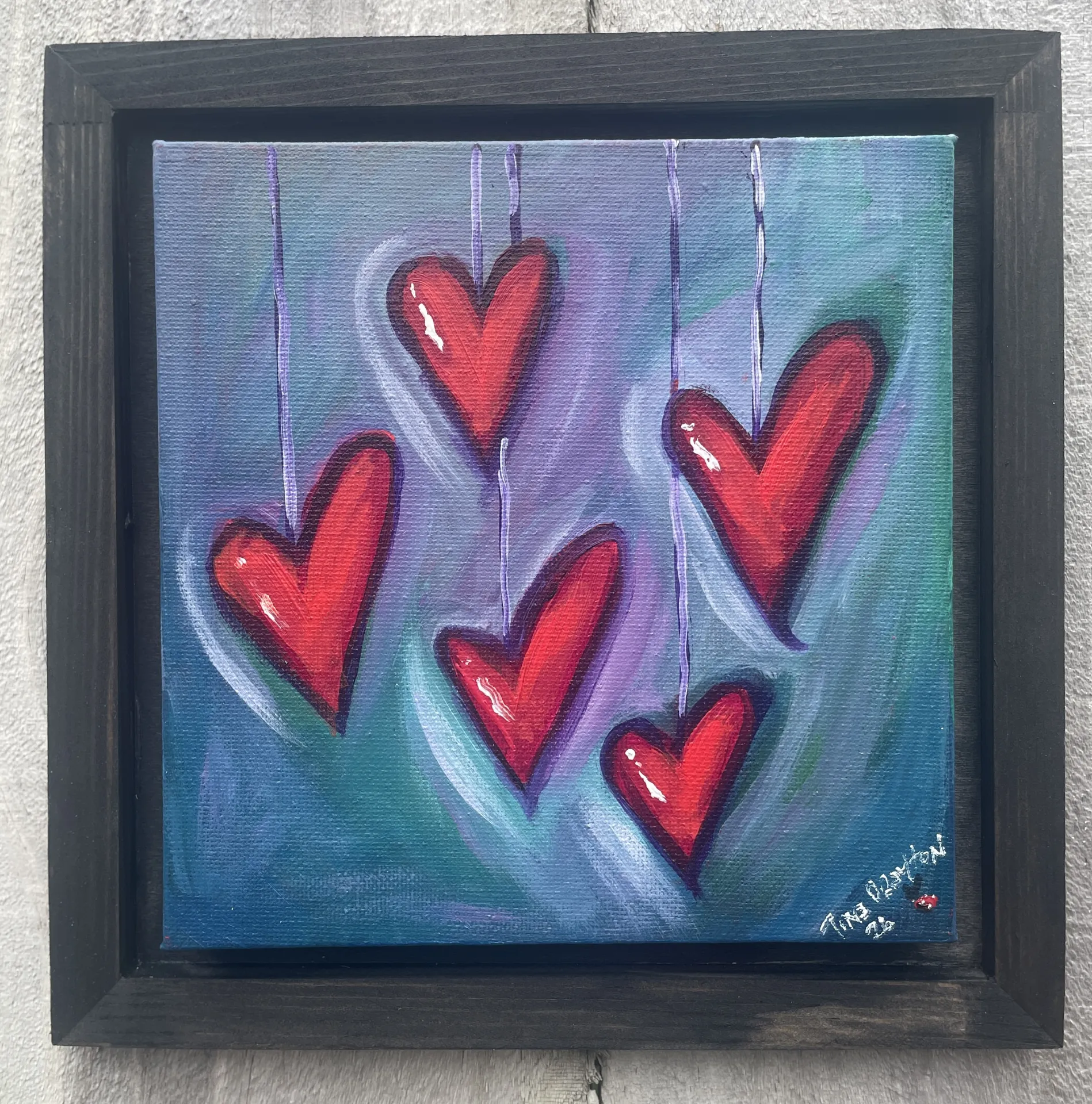 Mini Heart Series Hanging Ornaments Original painting