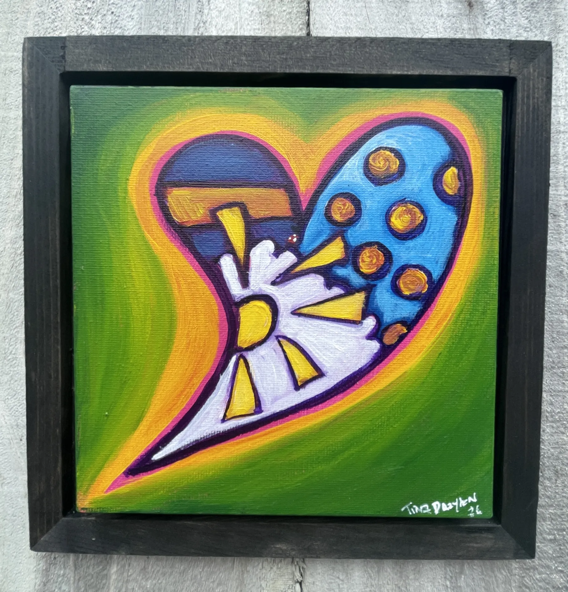 Mini Heart series Retro original Painting