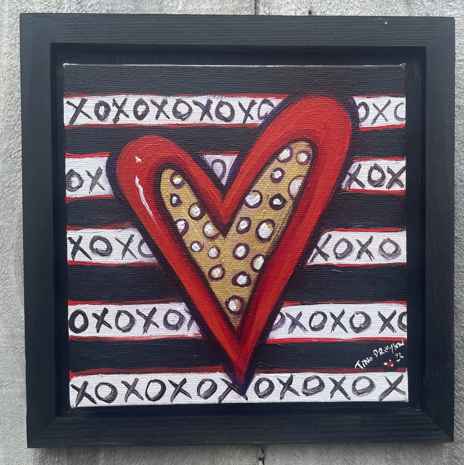 Mini Heart series Stripes Original Painting