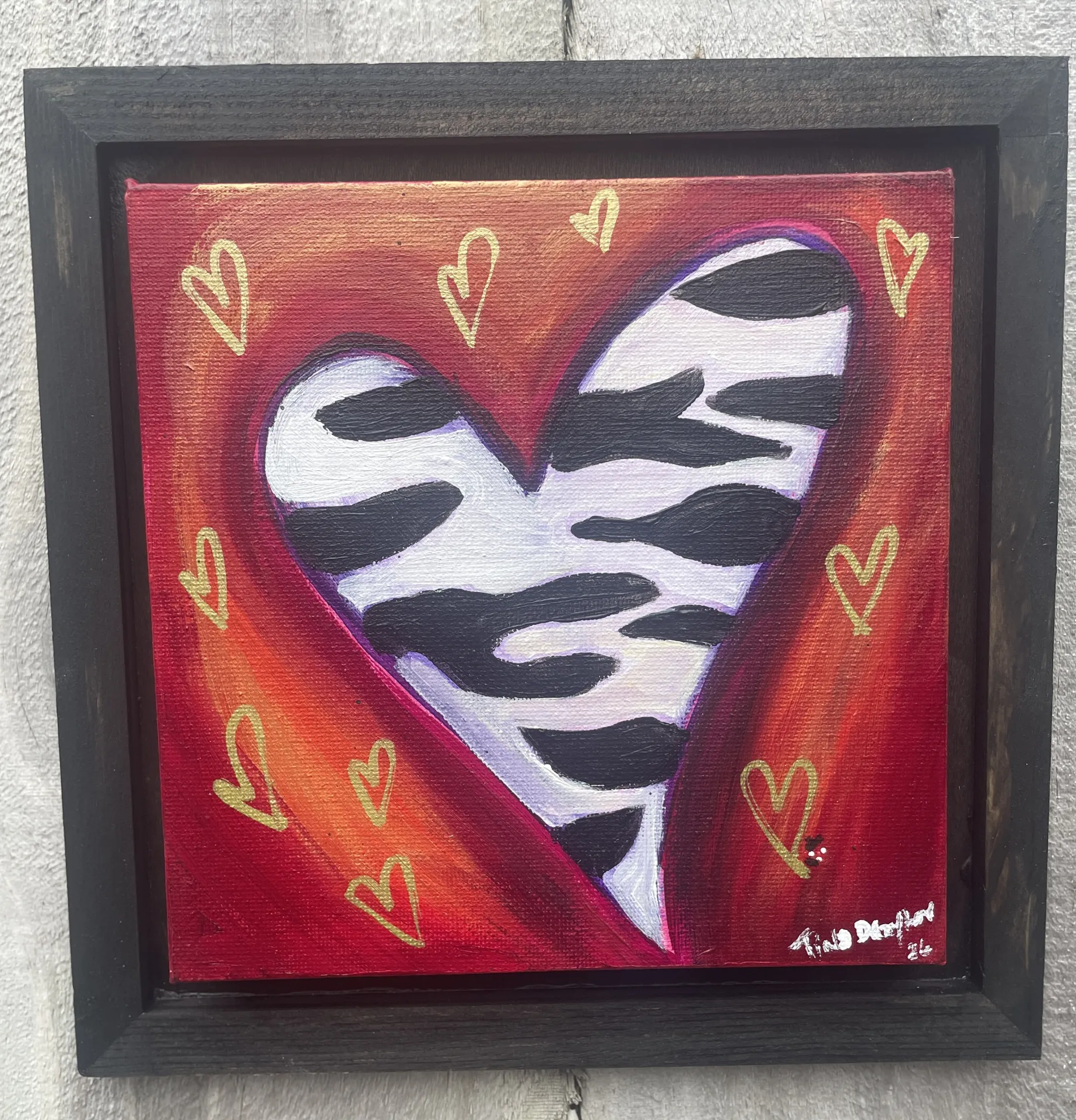 Mini Heart series Zebra Original Painting