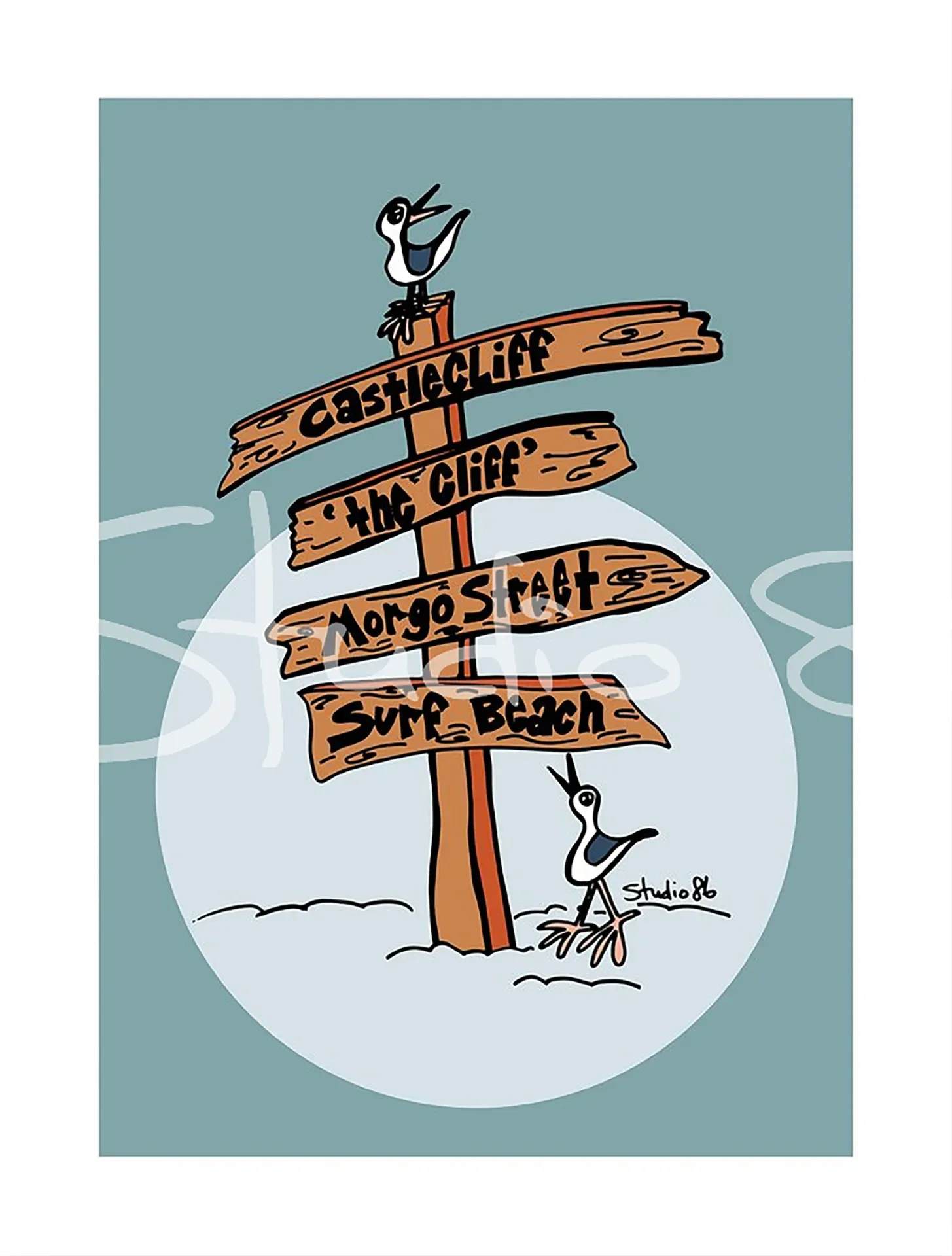 Castlecliff Sign (blue)