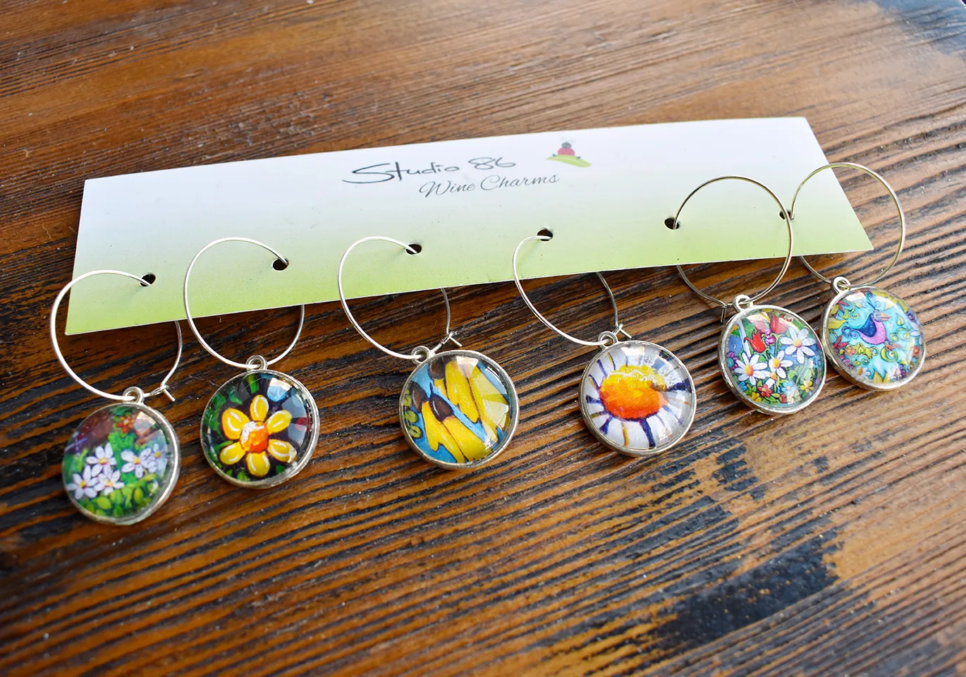 Flower Wine Charms