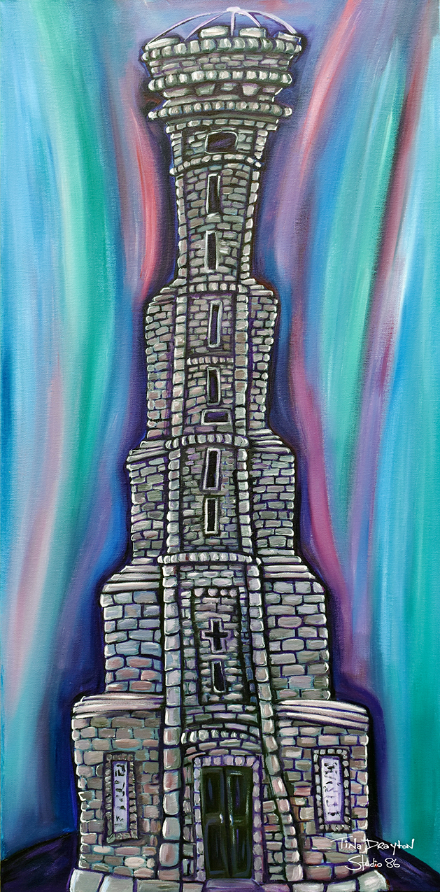 Durie Hill Tower Moody Sky Block Print
