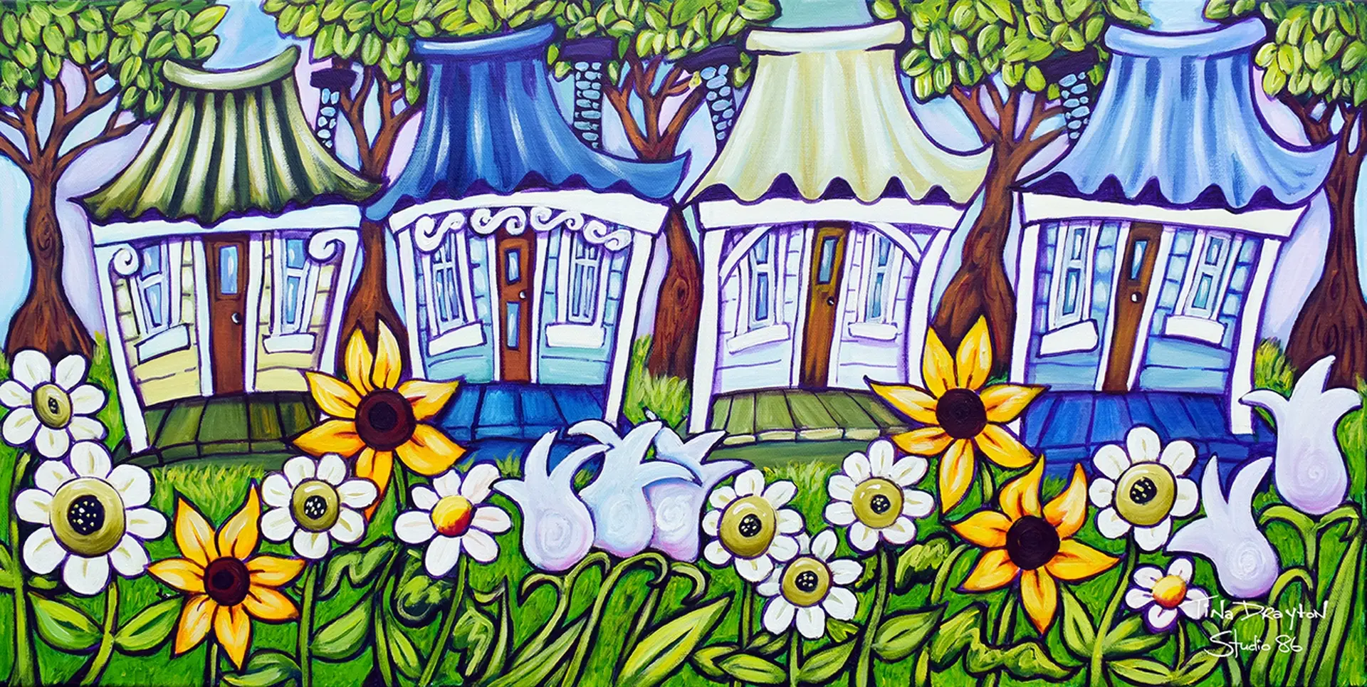 Cute Cottages Original Painting