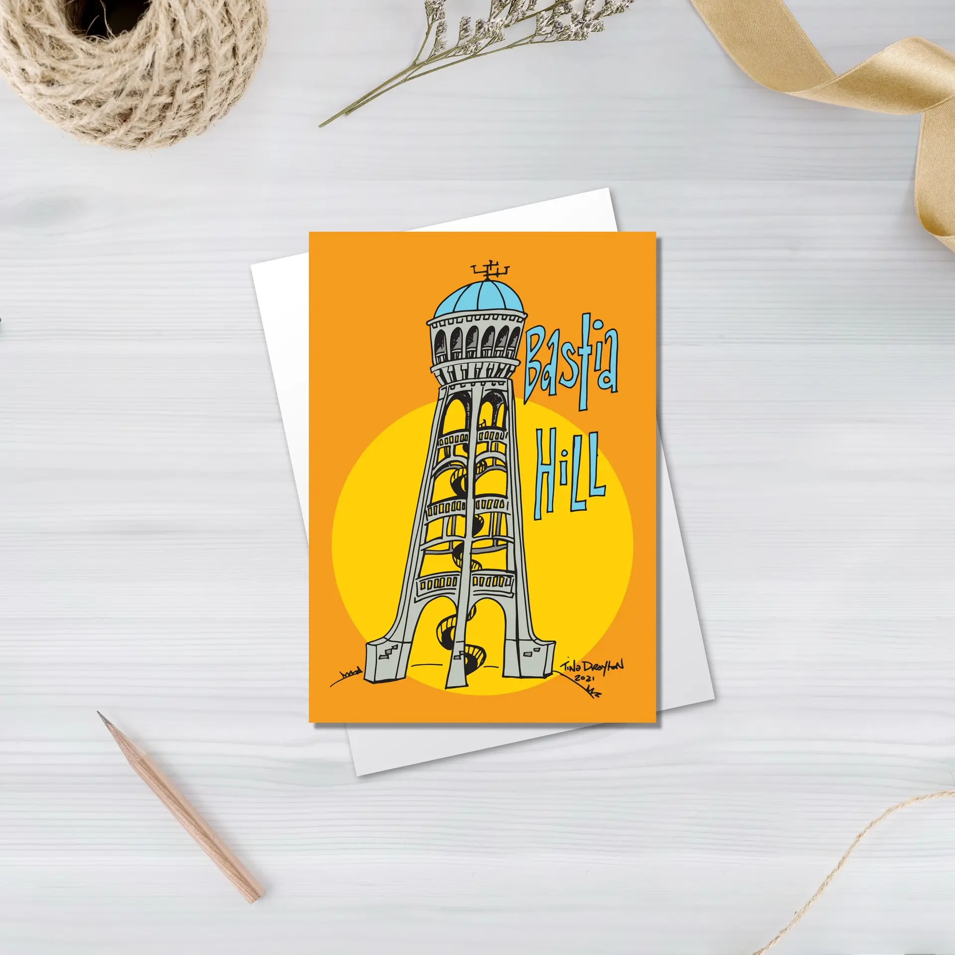 Bastia Hill Blue Greeting Card