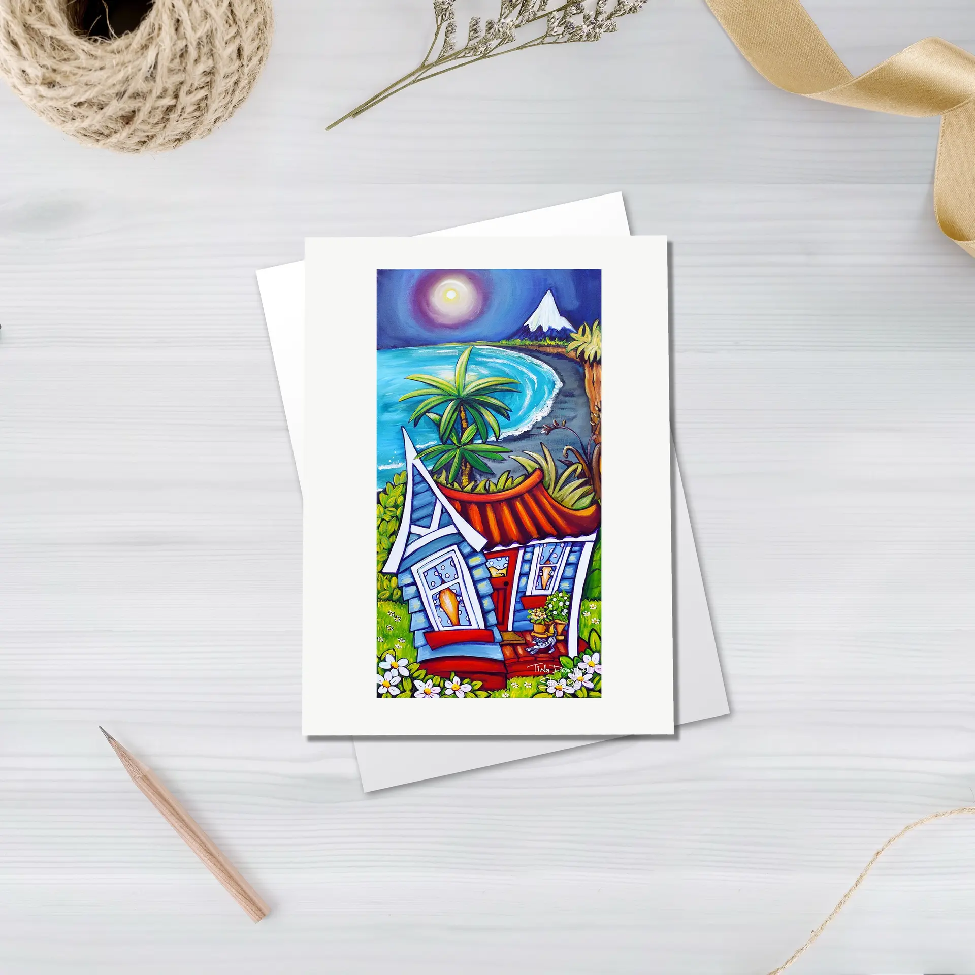 Sunset over Taranaki greeting card