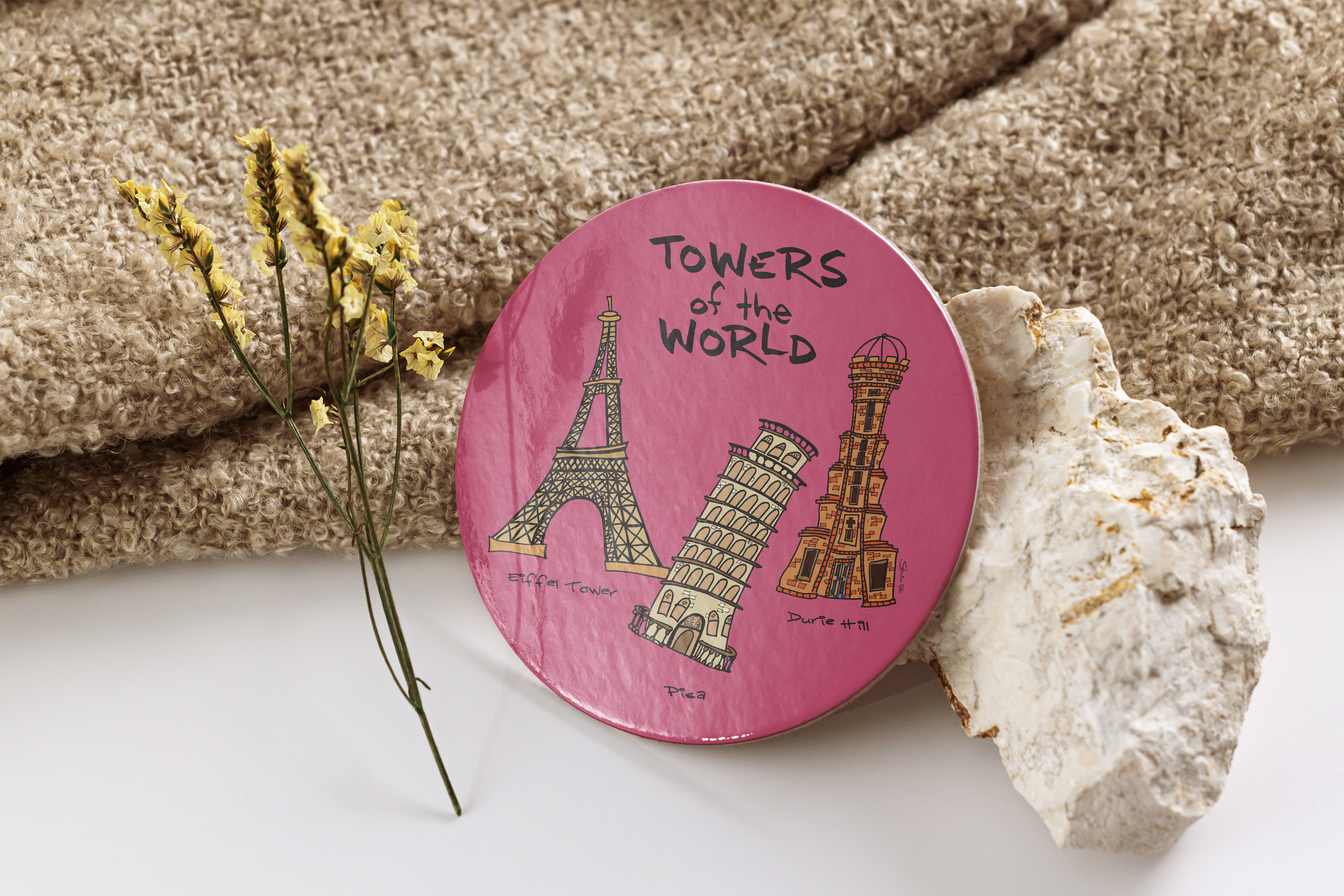Towers of the World Pink Coaster