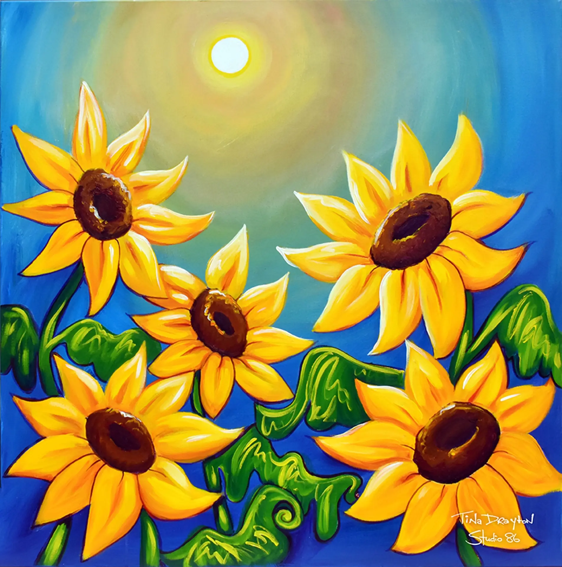 Sunflowers Block Print