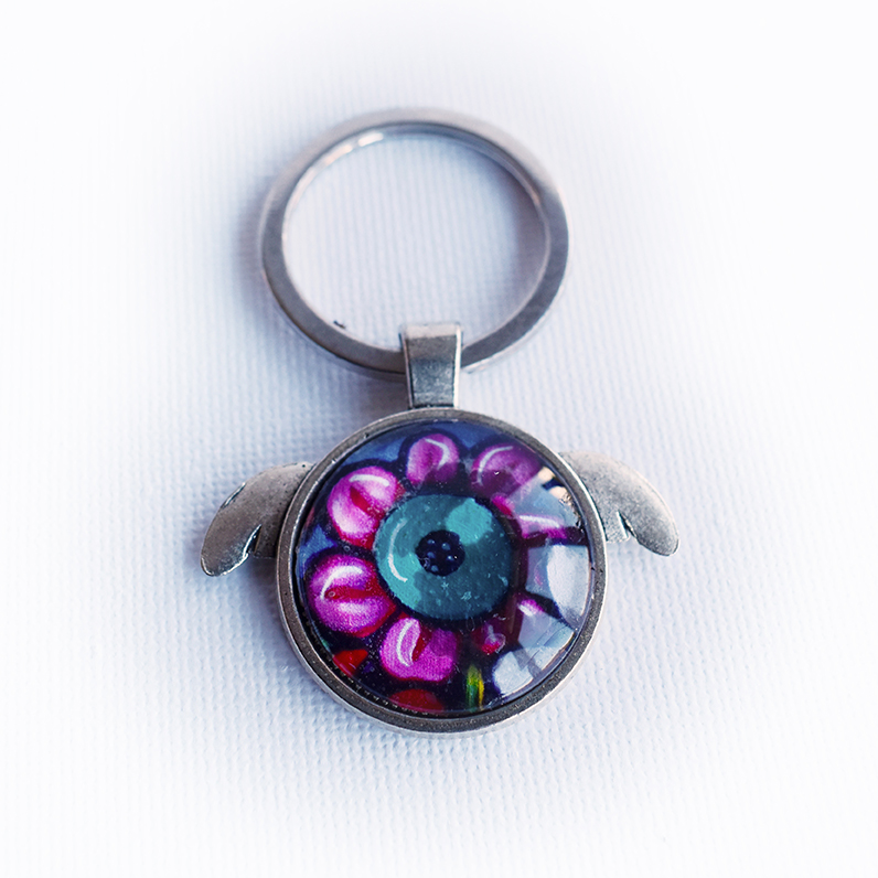 Magenta Flower Keyring