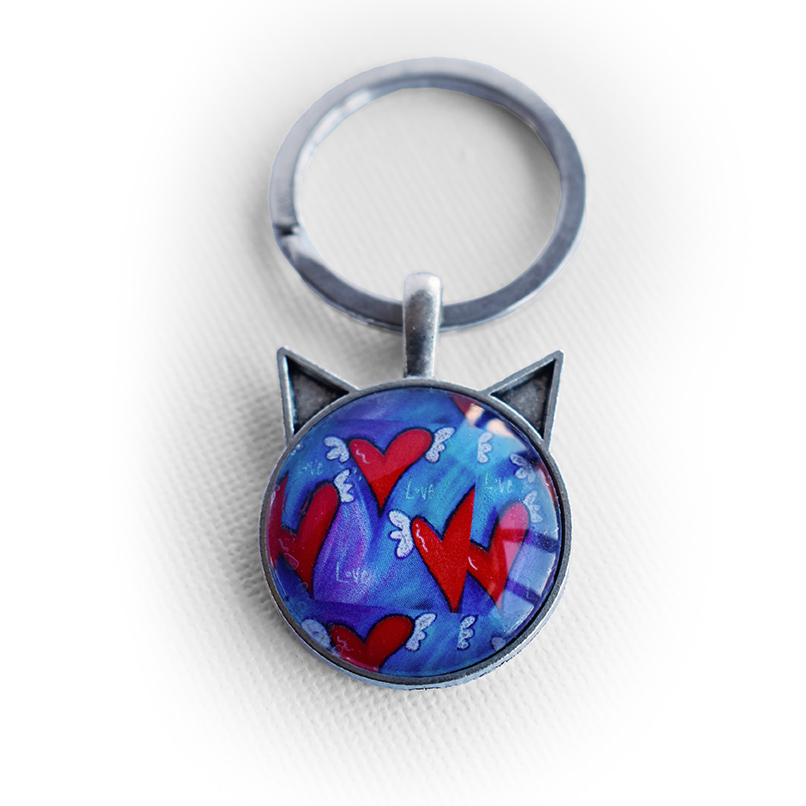 Hearts with cat ears Keyring