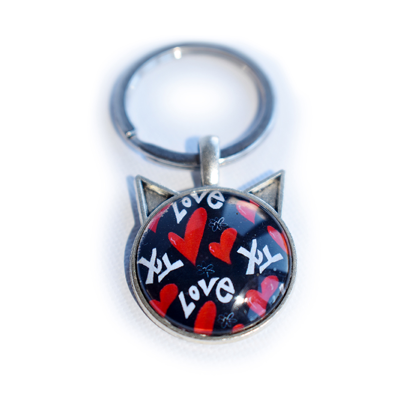 XOX with Cat ears Keyring