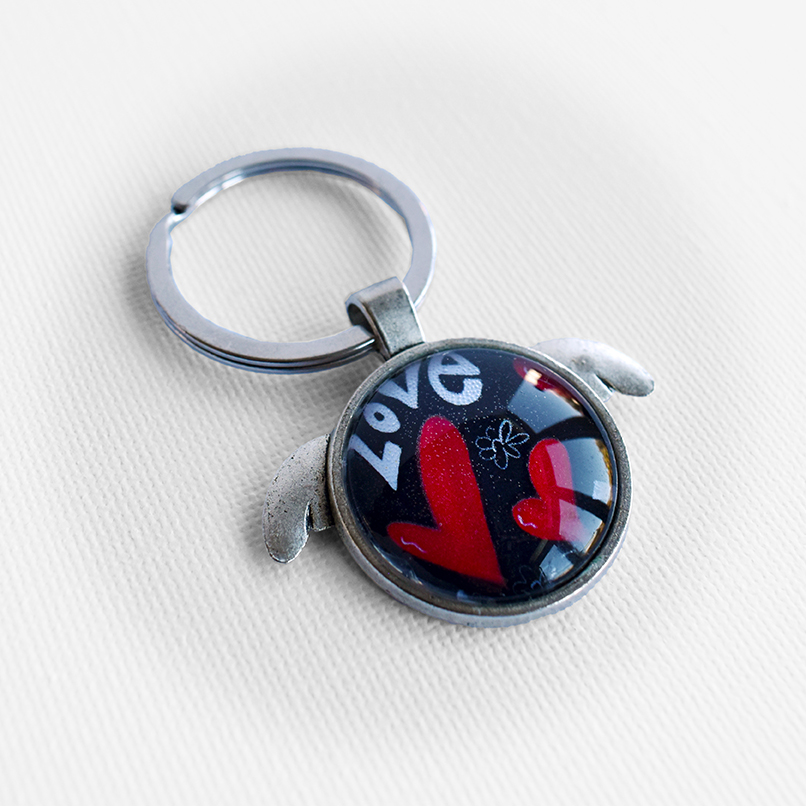 Love Heart Angel Keyring