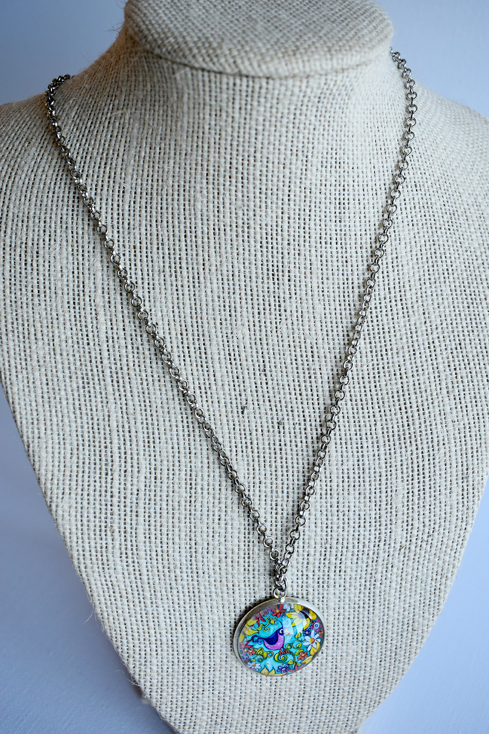 Quirky bird Necklace on Chain.
